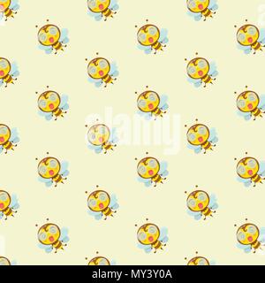 Seamless pattern with flying bee. Stock Vector