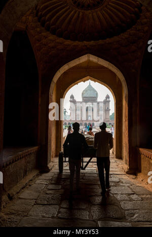 boys with waggon in front of Safdarjangs Tomb Stock Photo