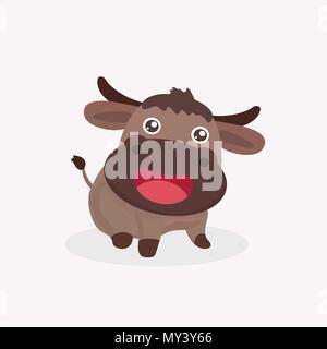 Cute buffalo cartoon. Stock Vector