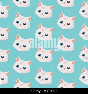 Pattern with cute cats. Stock Vector