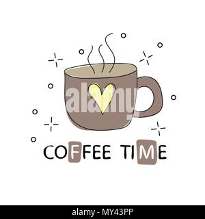 Collection cute coffee cup hand drawn vintage Vector Image