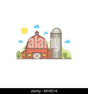 Thin line american farm icon. For web design and application interface, also useful for infographics. Vector illustration. Stock Vector