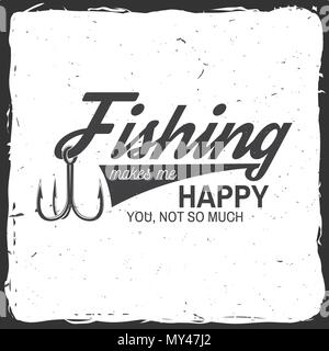 Fishing makes me happy lettering design Royalty Free Vector