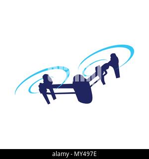 Drone Attack Blue Vector Symbol Graphic Logo Design Stock Vector