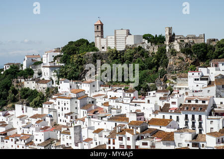 Pretty Andalusian 'pueblo blanco' - whitewashed village Casares in Malaga Province, Spain Stock Photo