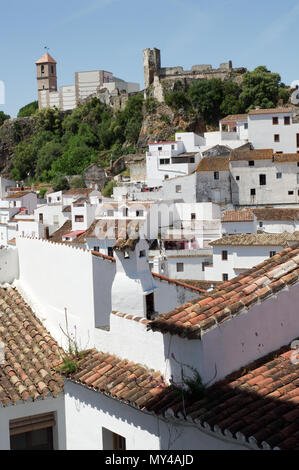 Pretty Andalusian 'pueblo blanco' - whitewashed village Casares in Malaga Province, Spain Stock Photo