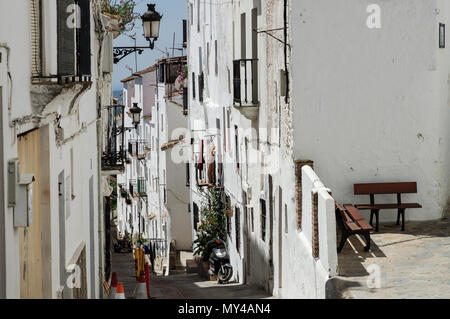 Pretty Andalusian 'pueblo blanco' - whitewashed village Casares in Malaga Province, Spain Stock Photo