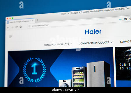 Haier logo company sign on the wall. Haier Group Corporation is a Chinese  collective multinational consumer electronics and home appliances company  Stock Photo - Alamy