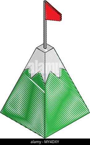 gps navigation mountain pointer flag location isometric vector illustration Stock Vector