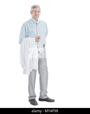 experienced doctor with a white robe on blurred background. Stock Photo