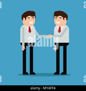 Businessmen shake hands, vector illustration on a blue background Stock Vector