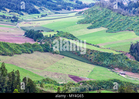 Typical hilly terrain near the Lake of Sete Cidades on Sao Miguel island of Azores (Açores), Portugal Stock Photo