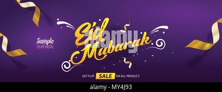 Eid Mubarak Sales offer vector template design cover banner Stock Vector
