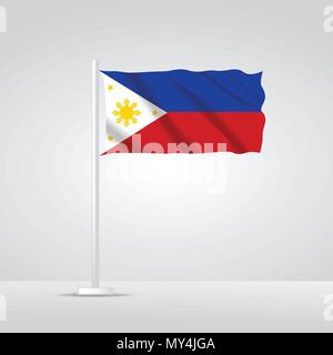 3D realistic philippines flag waving wind vector Stock Vector