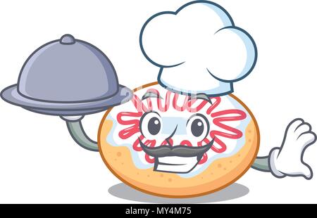 Chef with food jelly donut mascot cartoon Stock Vector