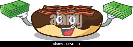 With money bag maple bacon bar mascot cartoon Stock Vector