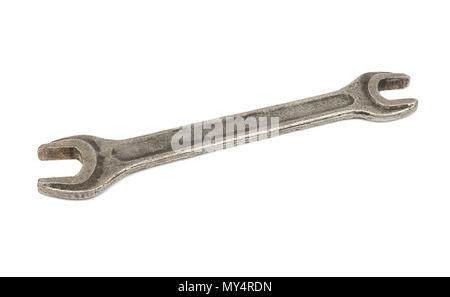 Old rusty wrench isolated on white background Stock Photo