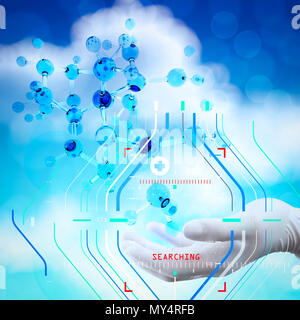 Accurate diagnosis appropriate treatment medical concept.scientist doctor hand holds virtual 3d  molecular structure in the lab Stock Photo