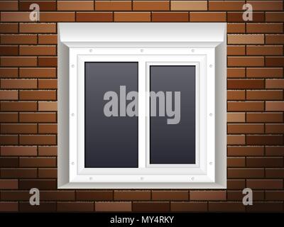 Windows on a brick wall. Stock Vector