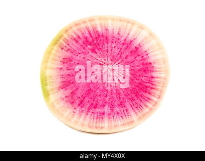 Fresh half of watermelon radish isolated on white background Stock Photo