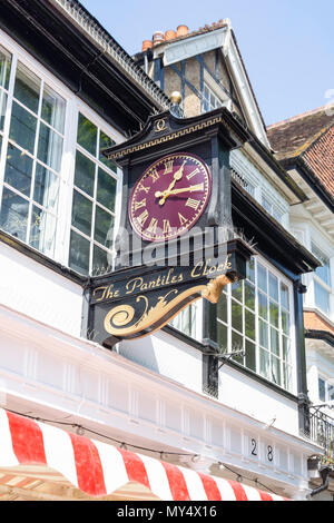 The Pantiles Clock, The Pantiles, Royal Tunbridge Wells, Kent, England, United Kingdom Stock Photo