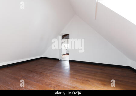 interior, old attic with wooden floor Stock Photo