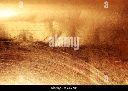 Scratched texture copper plating background close-up Stock Photo