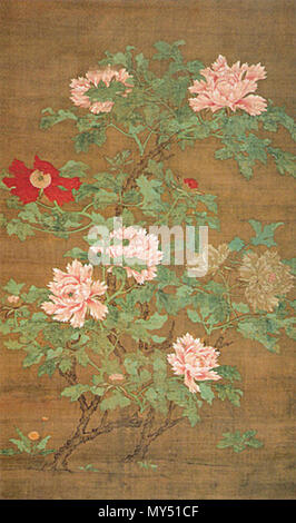 中国古美術・旧藏・北宋風・趙昌款・花鳥図・手描き中堂画・掛軸・宣紙・書画・骨董 佚山黙隠《花鳥図屏風》②ベストショットの若冲、オフショットの