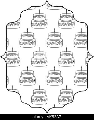 arabic frame with cakes with candles pattern over white background, vector illustration Stock Vector