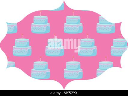 arabic frame with cakes with candles pattern over white background, vector illustration Stock Vector