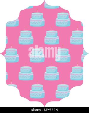 arabic frame with cakes with candles pattern over white background, vector illustration Stock Vector
