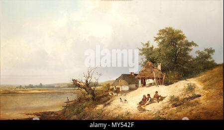 . English: Landscape . circa 1880. Antoni Gramatyka 1841-1922 45 Antoni Gramatyka - Krajobraz Stock Photo