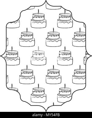 arabic frame with cakes with candles pattern over white background, vector illustration Stock Vector