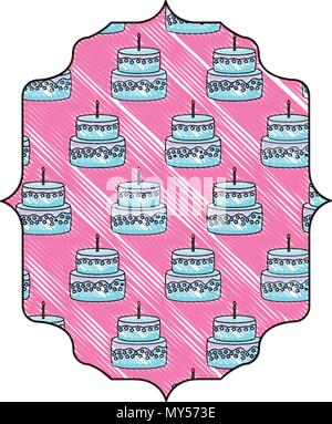 arabic frame with cakes with candles pattern over white background, vector illustration Stock Vector