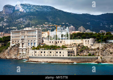 May 14, 2016: Oceanographic Institute and cliffs in Monte Carlo, Monaco Stock Photo