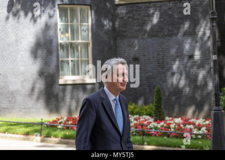 London, UK. 6th June, 2018. Phillip Hammond, the Chancellor of the Exchequer leaving number 11 Downing Street for the Houses of Parliament Credit: Andy Morton/Alamy Live News Stock Photo