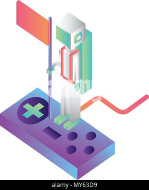 game control with avatar isometric vector illustration design Stock Vector