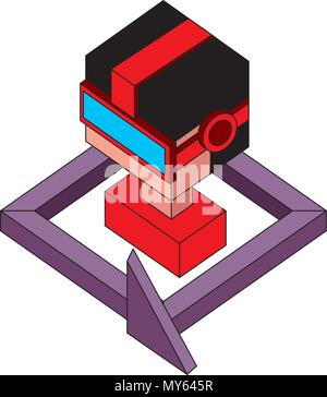 boy using vr goggles 360 degree design vector illustration Stock Vector