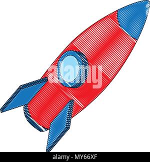 rocket flying isometric icon Stock Vector