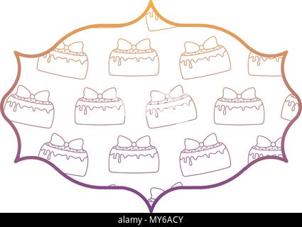 arabic frame with cakes with candles pattern over white background, vector illustration Stock Vector