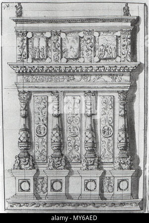 . Italiano: Mausoleo Martinengo (Gasparo Cairano, Bernardino Delle Croci, Brescia, museo di Santa Giulia) - Incisione 1668 . 28 August 2011, 16:49:52. Anonimo incisore del XVII secolo 356 Mausoleo Martinengo - Incisione 1668 Stock Photo