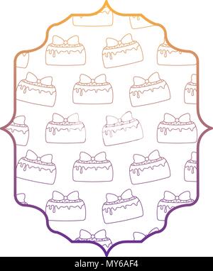 arabic frame with cakes with candles pattern over white background, vector illustration Stock Vector