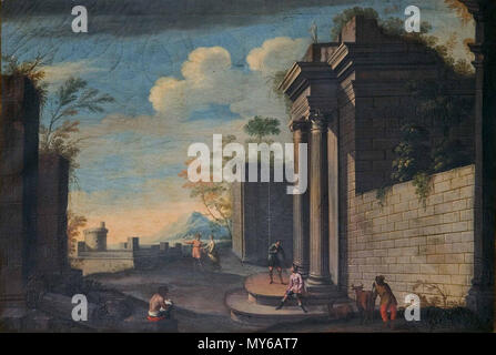 . Español: Arquitectura clásica, óleo sobre lienzo, 78 x 116 cm, colección particular. circa 1700. Pedro Onofre Cotto 125 Cotto-arquitectura Stock Photo