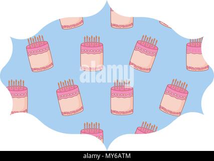 arabic frame with sweet cakes pattern over white background, vector illustration Stock Vector