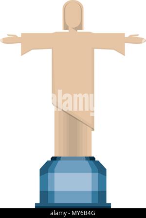 Christ the Redeemer statue icon over white background, vector ...