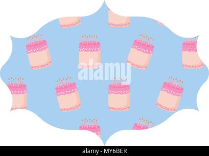 arabic frame with sweet cakes pattern over white background, vector illustration Stock Vector