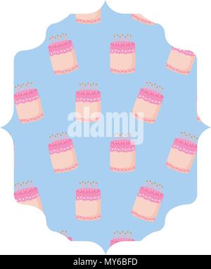 arabic frame with sweet cakes pattern over white background, vector illustration Stock Vector