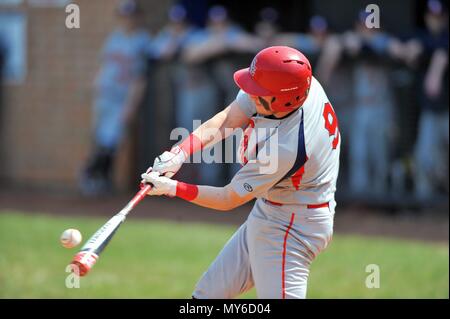 Batter making contact with a pitch. USA. Stock Photo