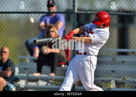 Batter making contact with a pitch. USA. Stock Photo