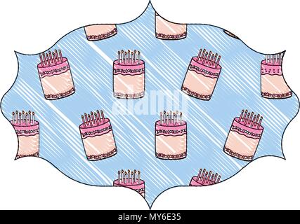 arabic frame with sweet cakes pattern over white background, vector illustration Stock Vector